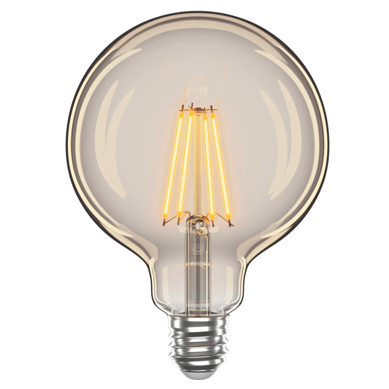 Філаментна LED лампа 4W E27 2200K G125 (янтарна)