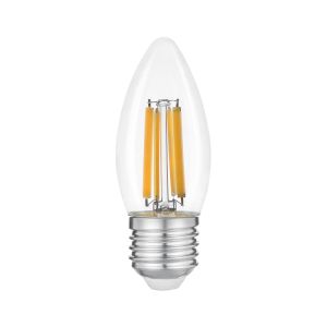 Філаментна LED лампа 9W E27 4000K C37 у формі свічки (прозора)