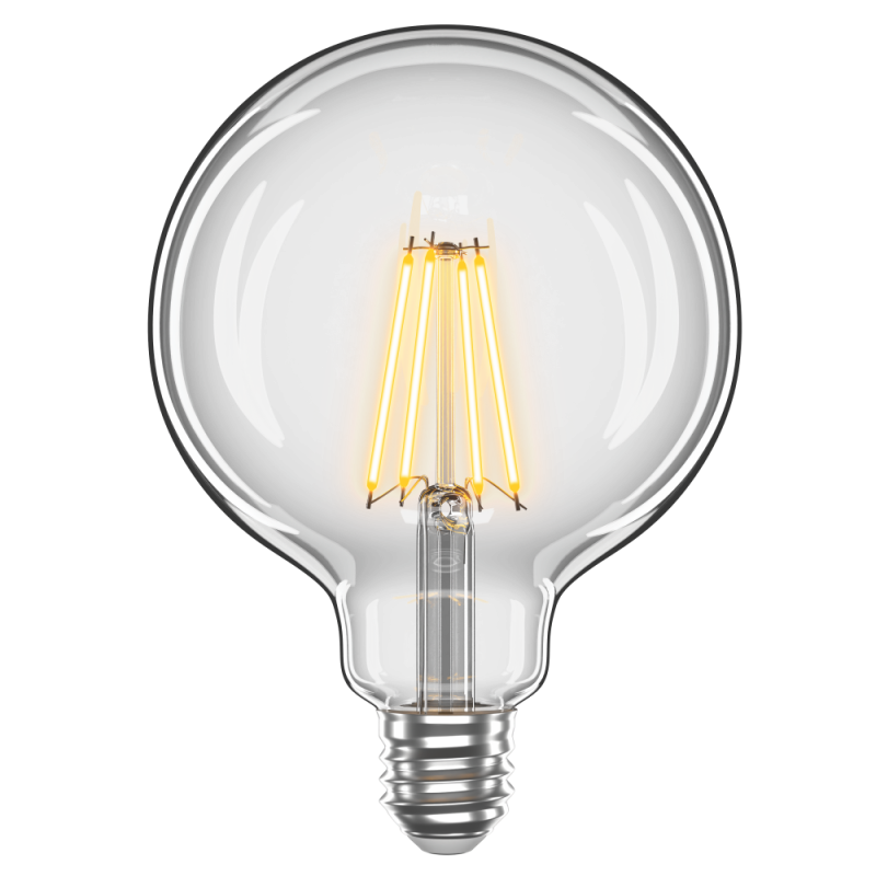 Філаментна LED лампа 8W E27 4100K G125 (прозора)