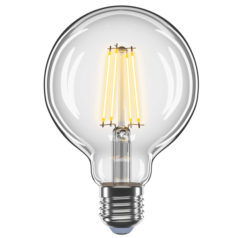 Філаментна LED лампа 8W E27 4100K G95 (прозора)